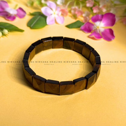 TIGER EYE PYRAMID BEADED BRACELET (Bold, Courage, Willpower And Strength). image 0