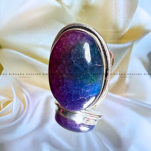 RAINBOW OVAL RING (Chakra Alignment, Positivity, Spiritual Growth And Luck) image 1