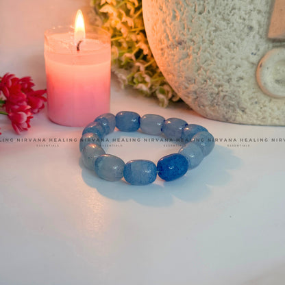 BLUE APATITE OVAL BEADED BRACELET (Goal Setting, Motivation, Manifestation, Communication).  image 3