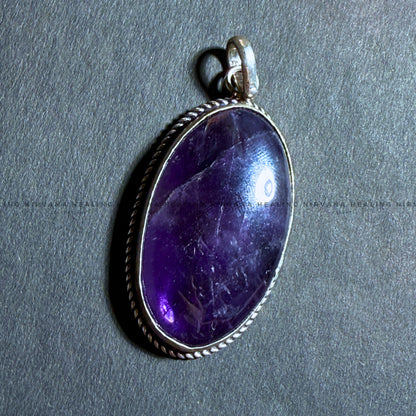 AMETHYST OVAL SHAPED PENDANT (Meditation, Stress Reduction, Intuition And Manifestation)   image 2