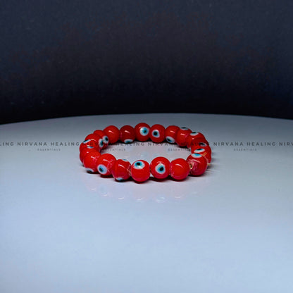 RED EVIL EYE ROUND BEADED BRACELET (Ward Off Negativity, Envy And Harmful Intentions) image 1