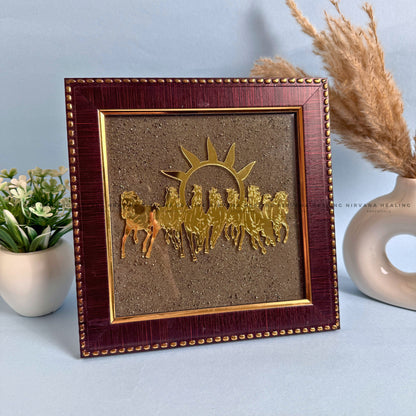 7 HORSES ON RAW PYRITE FRAME (Symbol of Speed, Success & Abundance image 2