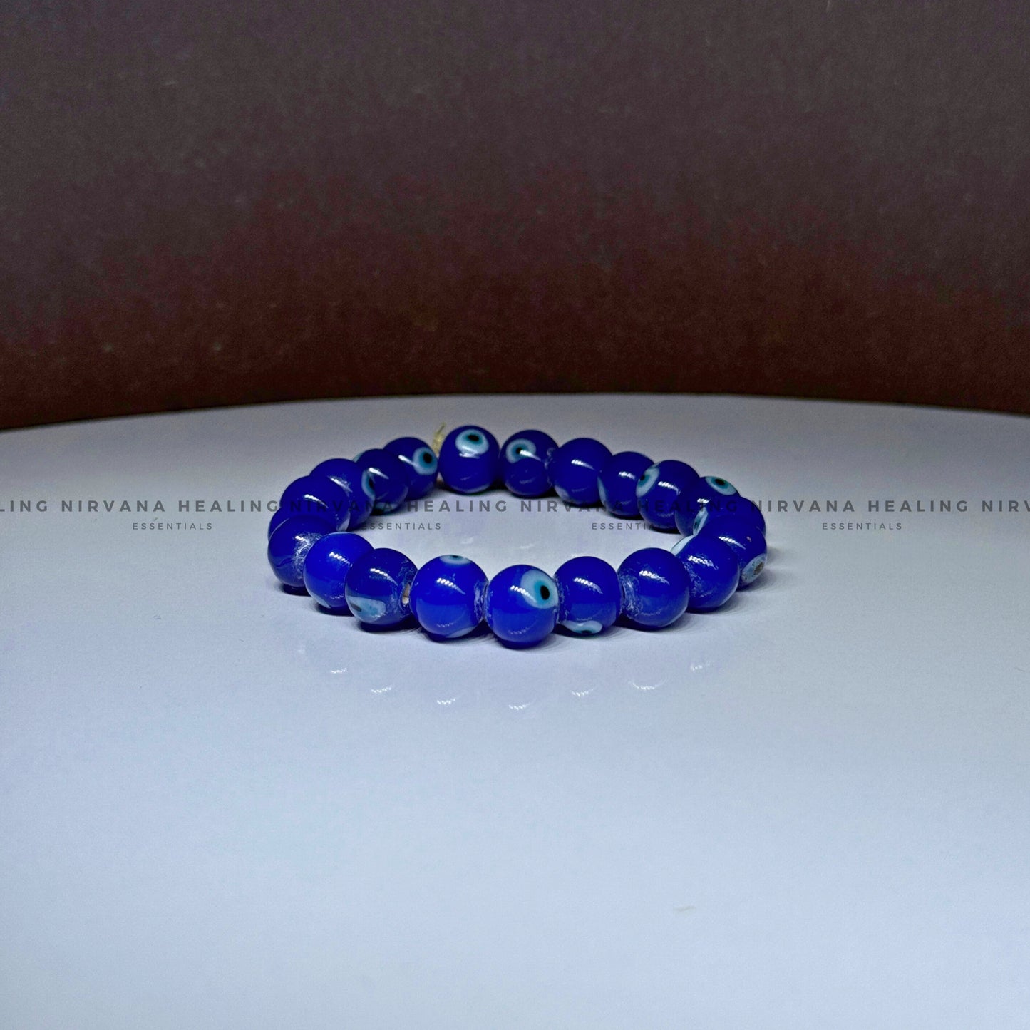 BLUE EVIL EYE ROUND BEADED BRACELET (Protection, Peace And Positivity) image 2