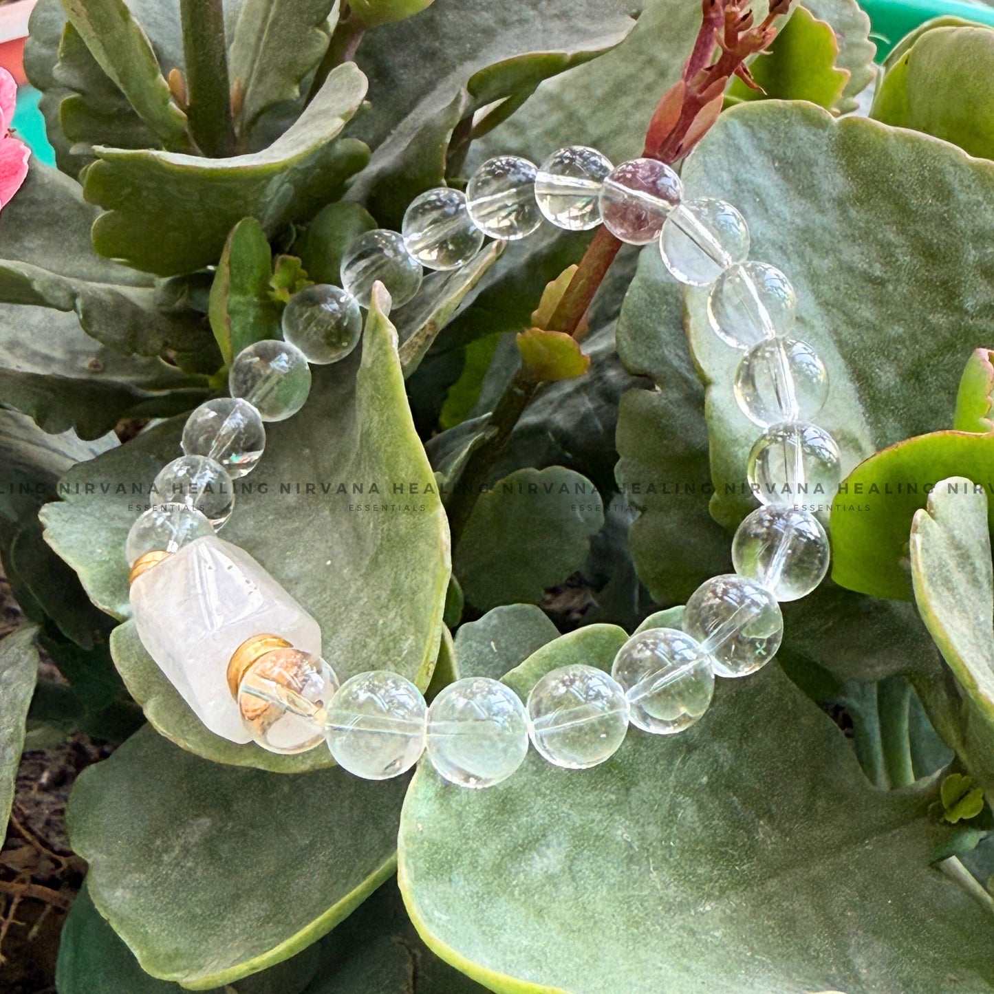 CLEAR QUARTZ WITH TUMBLE BRACELET (Mental Clarity, Master Healer And Energy Amplifier).  image 4