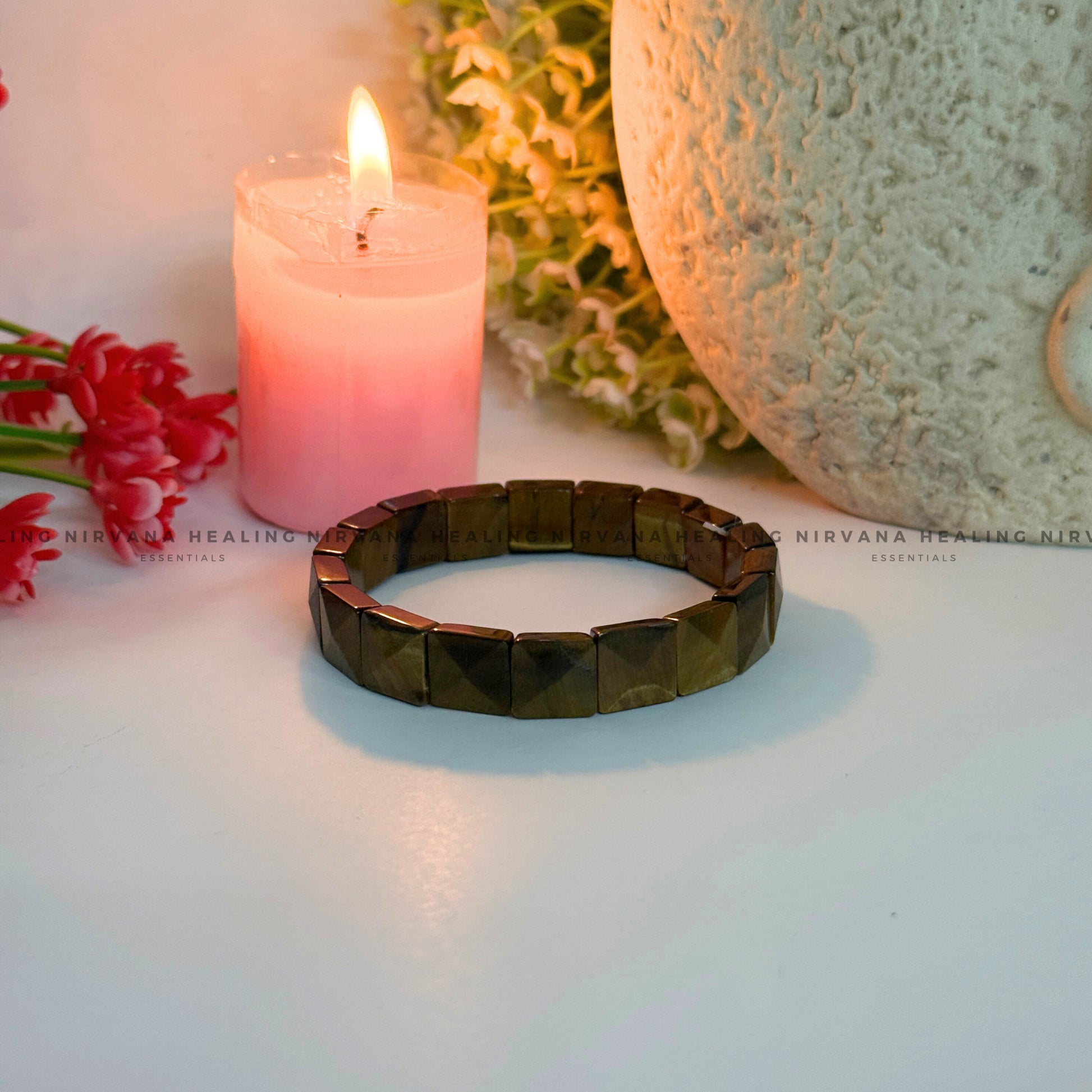 TIGER EYE PYRAMID BEADED BRACELET (Bold, Courage, Willpower And Strength). image 1