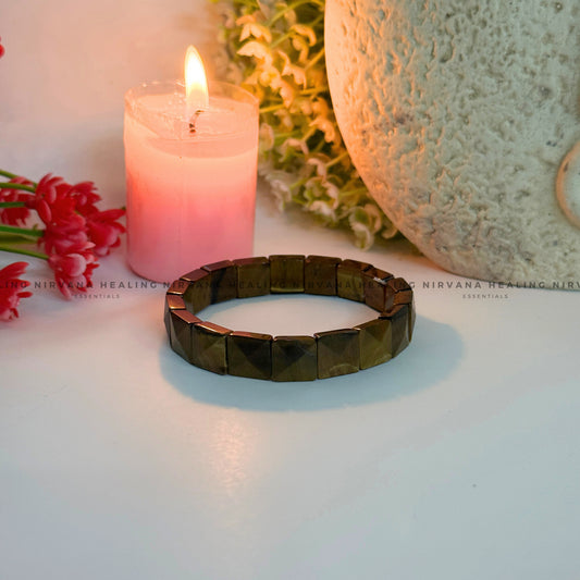 TIGER EYE PYRAMID BEADED BRACELET (Bold, Courage, Willpower And Strength). image 1