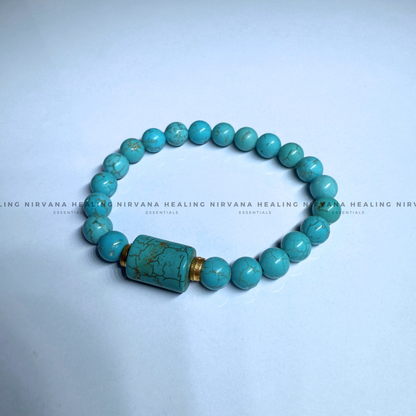 TURQUOISE ROUND BEADED DESIGN BRACELET (Divine Protection, Psycho Gifts, Healing, Wisdom, Truth) image 2