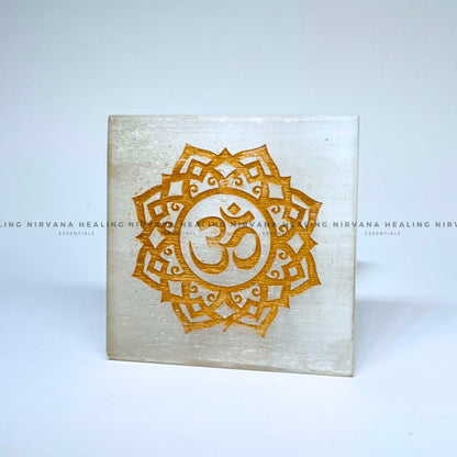 SELENITE GOLDEN AUM CHARGING PLATE (Aura Cleansing ,Charging, Cleansing And Purification). image 3