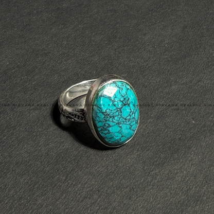 TURQUOISE JADE OVAL RING (Divine Protection, Psycho Gifts, Healing, Wisdom, Truth) image 1