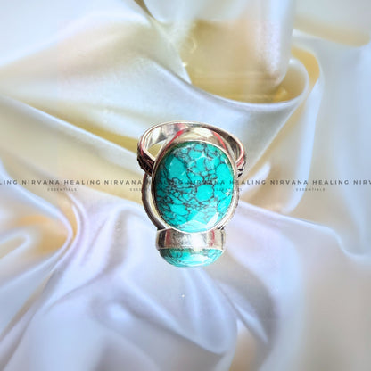 TURQUOISE JADE OVAL RING (Divine Protection, Psycho Gifts, Healing, Wisdom, Truth) image 2