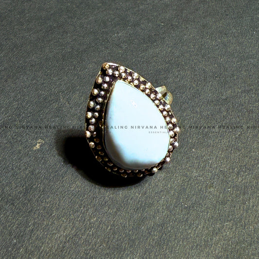 MOONWHITE DIAMOND SHAPED RING (Ring of Intuition, Peace & Divine Feminine Energy) image 1