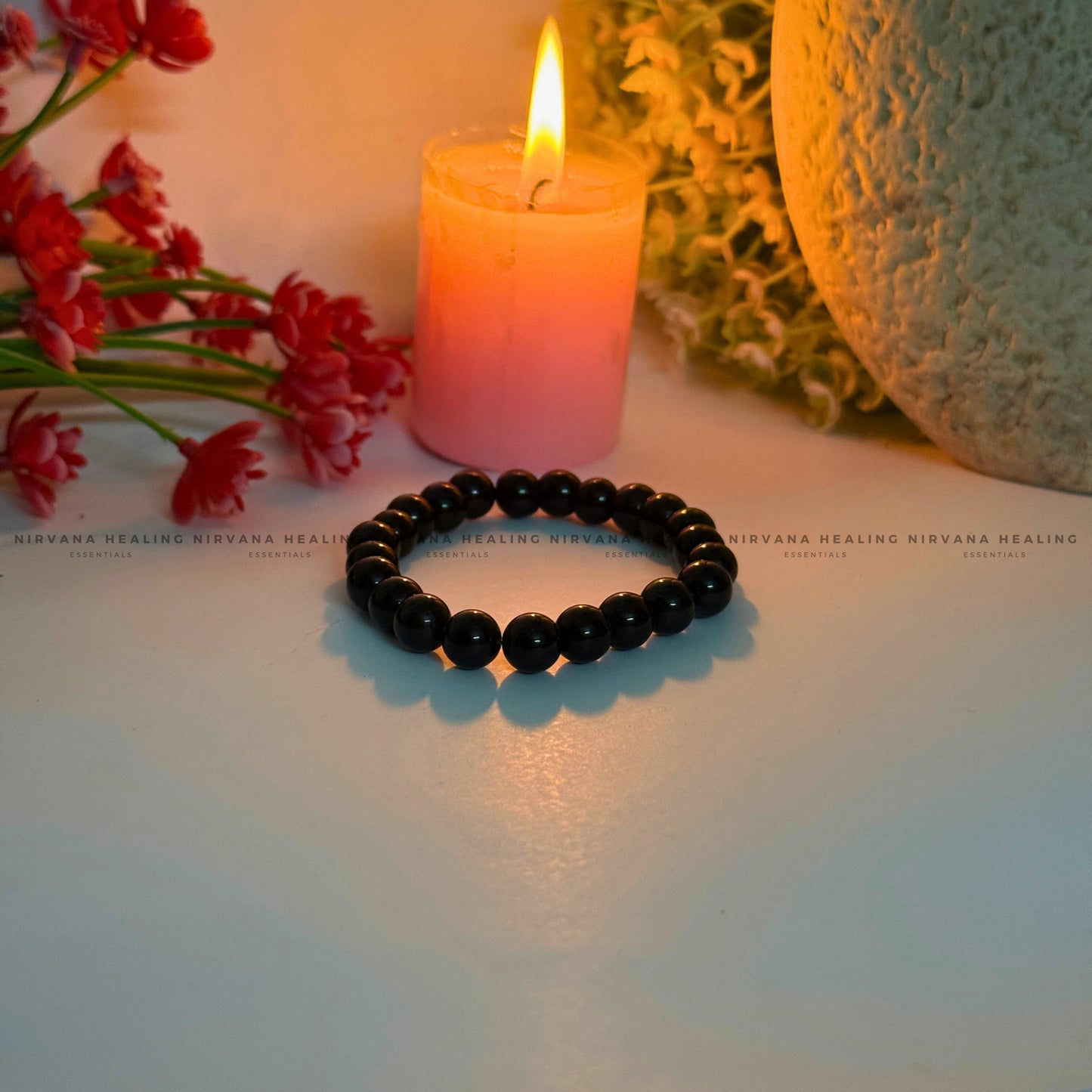 BLACK TOURMALINE ROUND BEADED BRACELET (Protection, Grounding, Shielding And Growth) image 2