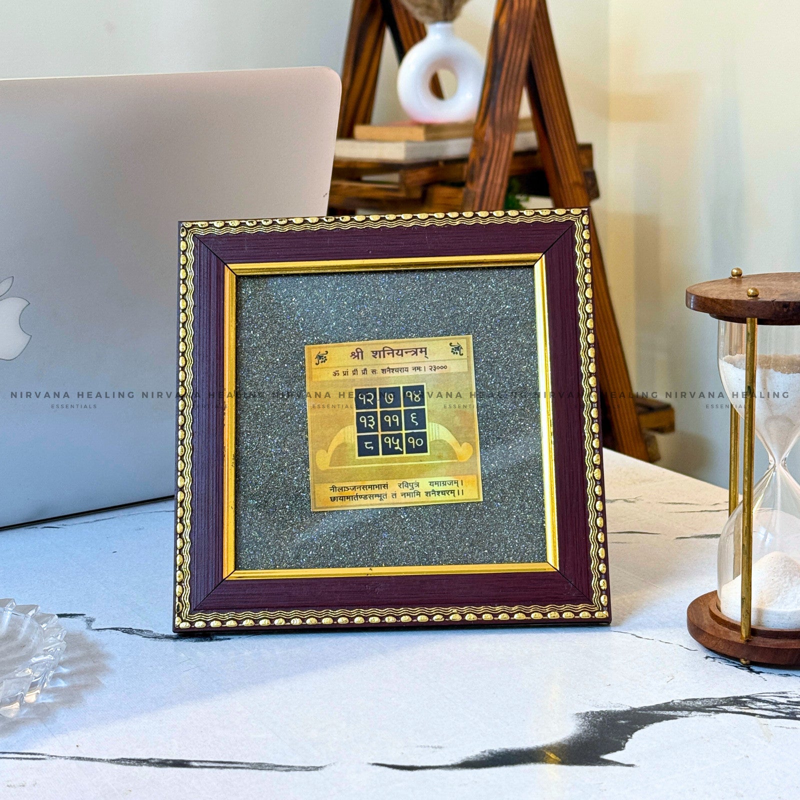 SHANI YANTRA ON RAW PYRITE FRAME (Protection, Stability & Karmic Balance) image 4
