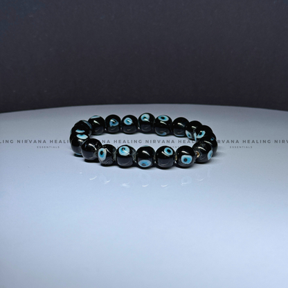 BLACK EVIL EYE ROUND BEADED BRACELET (Protection, Strength And Energy Shield) image 1