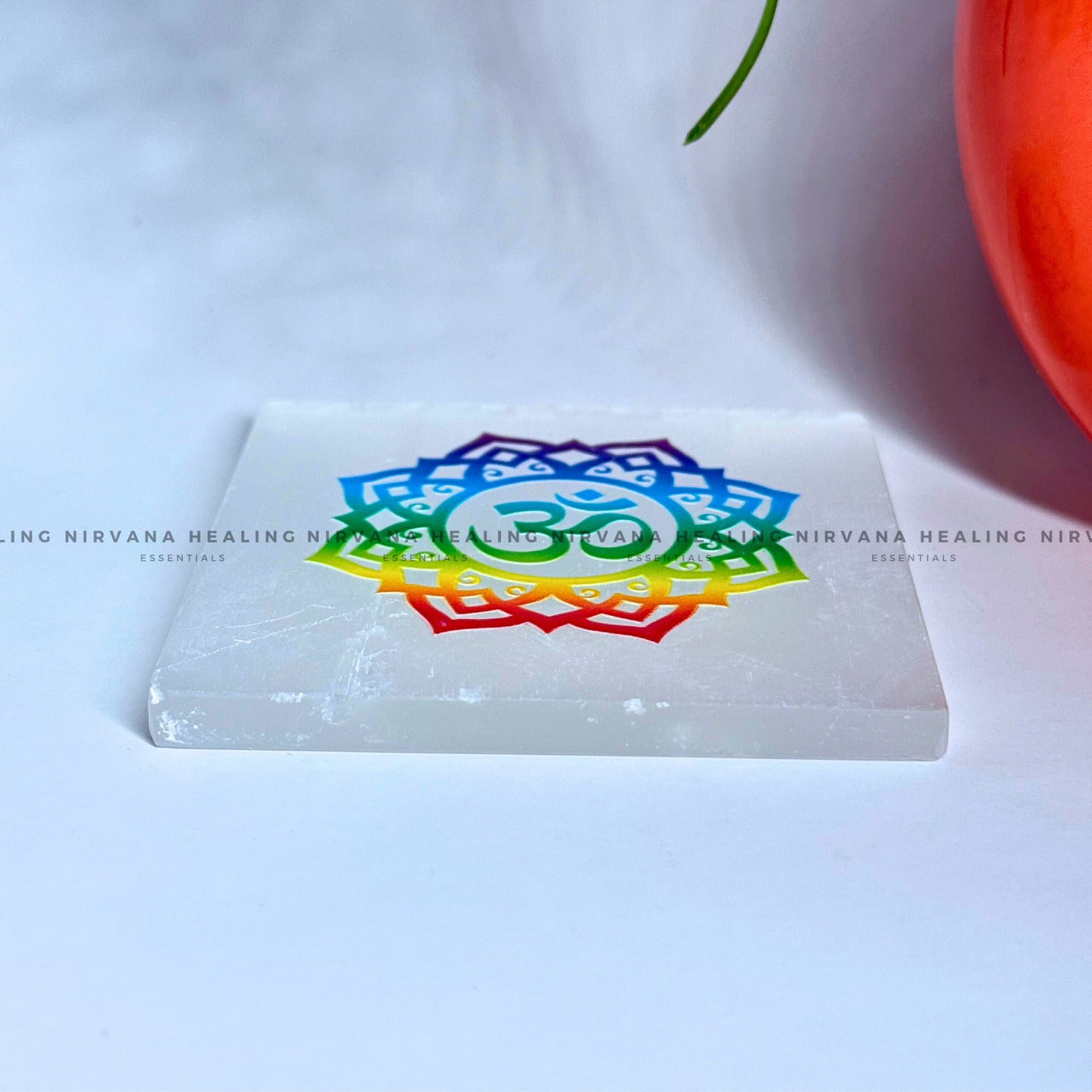 SELENITE AUM CHARGING PLATE (Aura Cleansing ,Charging, Cleansing And Purification). image 1