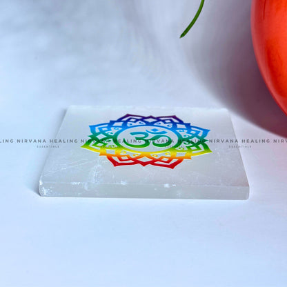 SELENITE AUM CHARGING PLATE (Aura Cleansing ,Charging, Cleansing And Purification). image 1