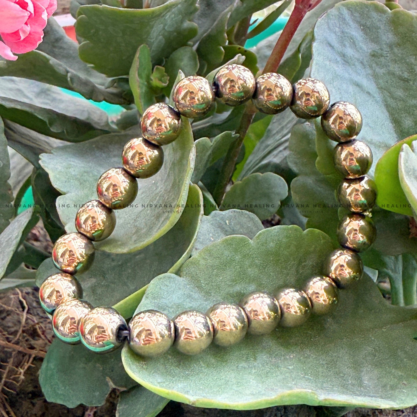 GOLDEN PYRITE ROUND BEADED BRACELET (Money Magnet, Prosperity, Fame, Abundance). image 4