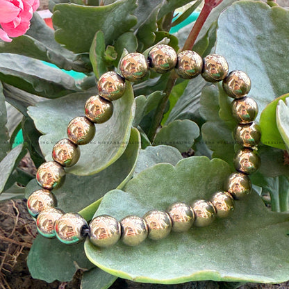 GOLDEN PYRITE ROUND BEADED BRACELET (Money Magnet, Prosperity, Fame, Abundance). image 4