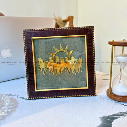 7 HORSES ON RAW PYRITE FRAME (Symbol of Speed, Success & Abundance image 0