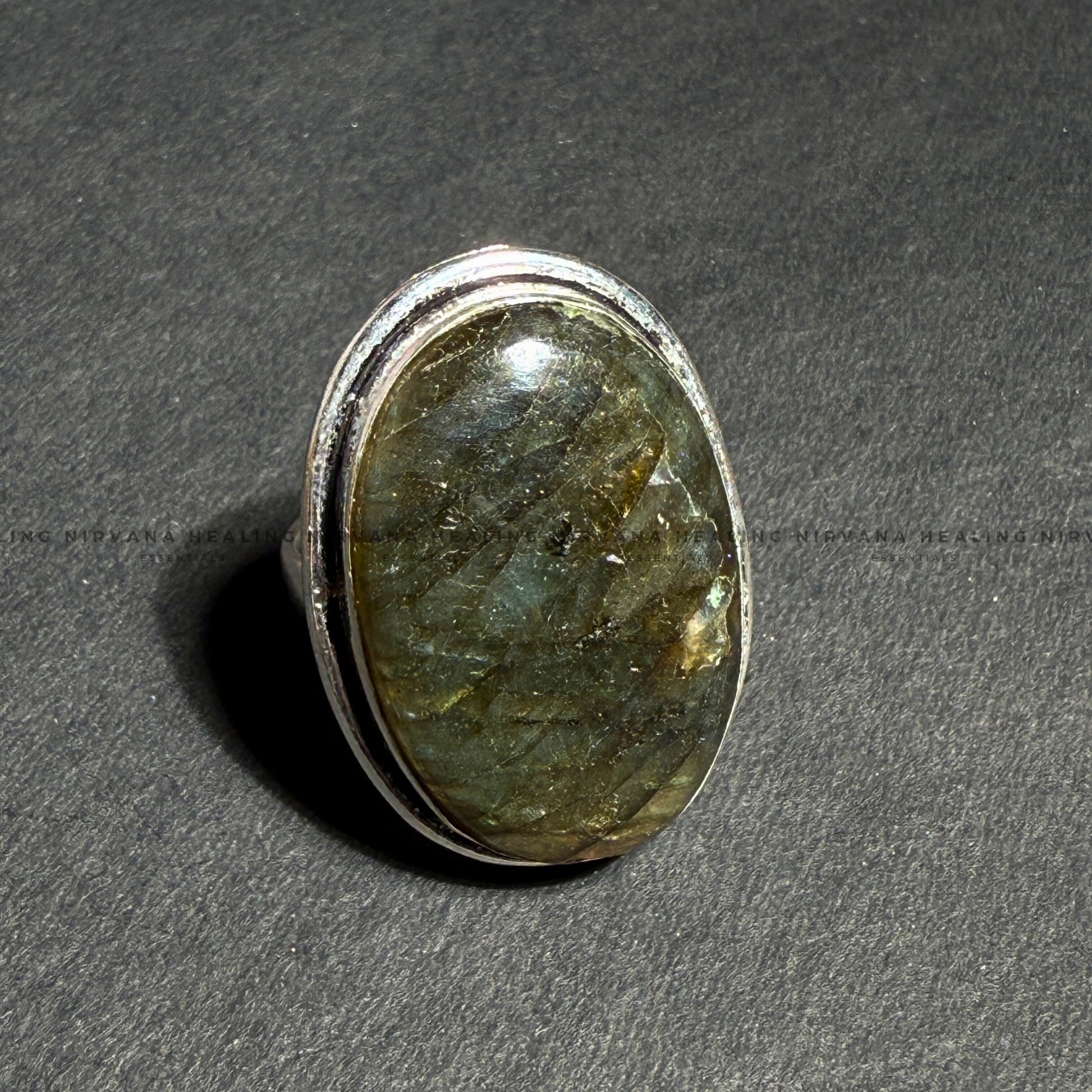 GREEN UNAKITE OVAL RING (Emotional Healing, Heart Awakening, Inner Peace) . image 4