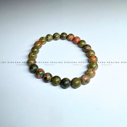 UNAKITE ROUND BEADED BRACELET (Emotional Healing, Heart Awakening And Inner Peace).  image 2