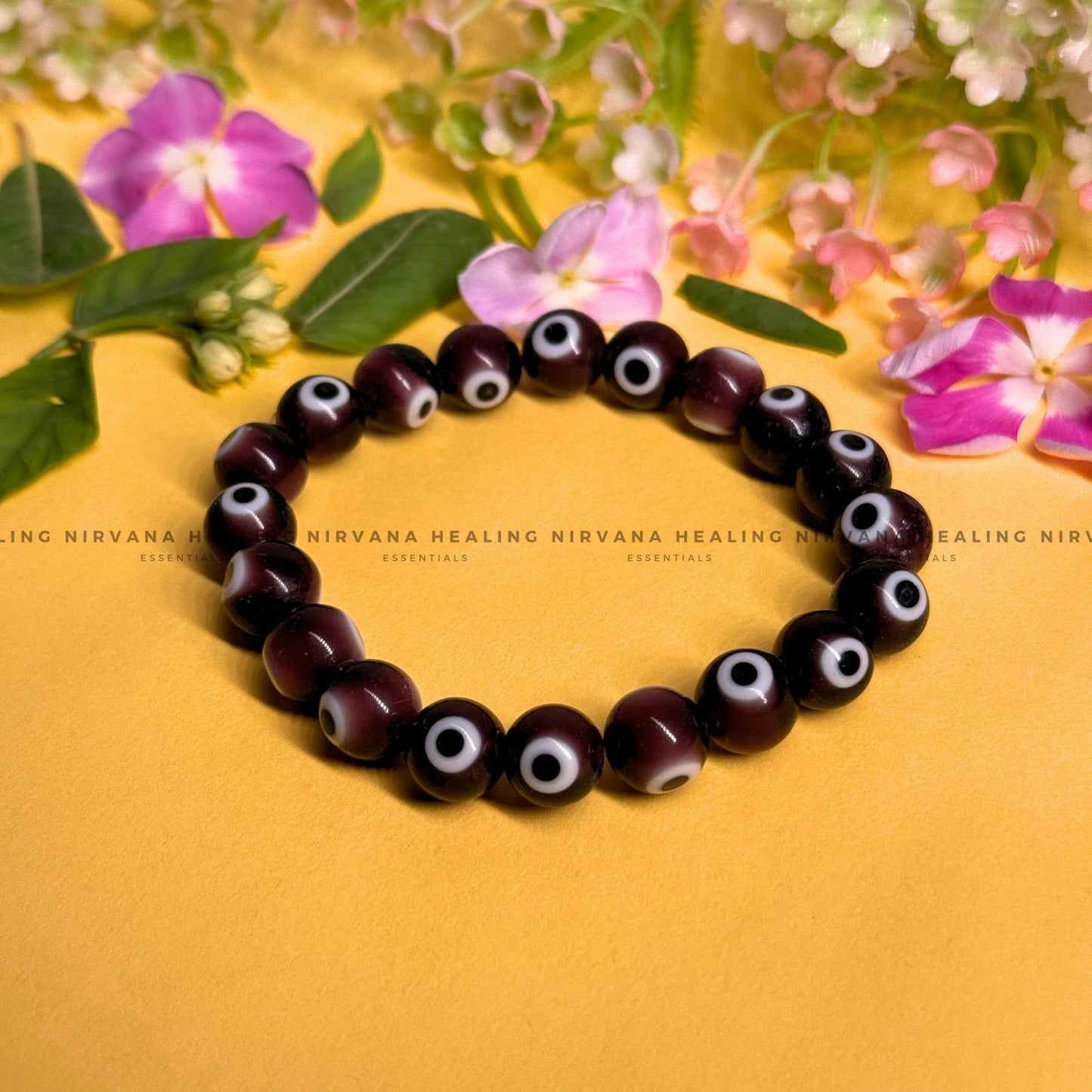 PURPLE EVIL EYE ROUND BEADED BRACELET (Spiritual Protection, Intuition And Transformation) image 0