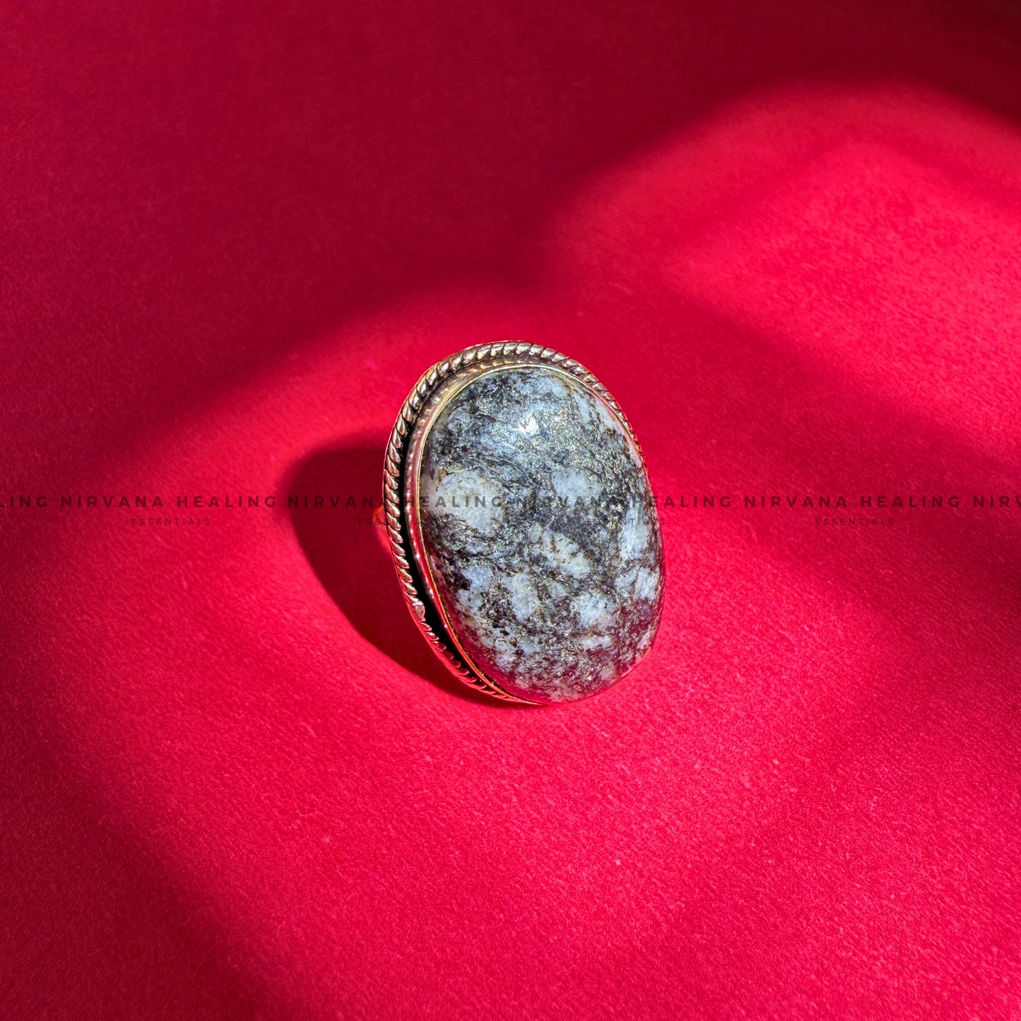 BLACK DALMATIAN OVAL RING (Stone of Joy, Protection & Grounding) image 3