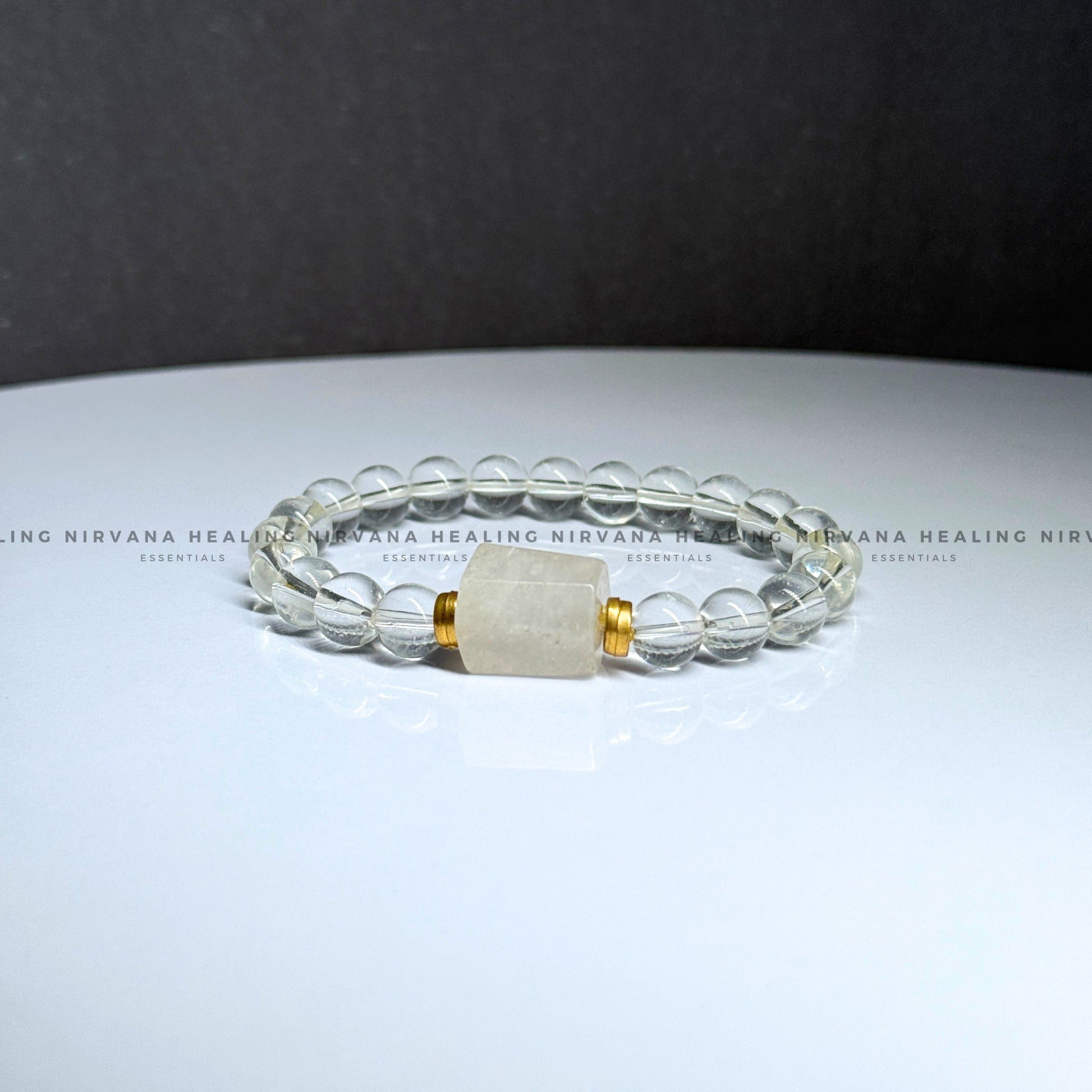 CLEAR QUARTZ WITH TUMBLE BRACELET (Mental Clarity, Master Healer And Energy Amplifier).  image 1