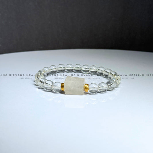CLEAR QUARTZ WITH TUMBLE BRACELET (Mental Clarity, Master Healer And Energy Amplifier).  image 1