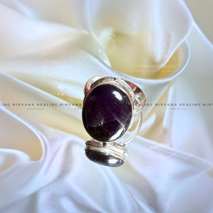 AMETHYST OVAL RING (Meditation, Stress Reduction, Intuition and Manifestation) image 0