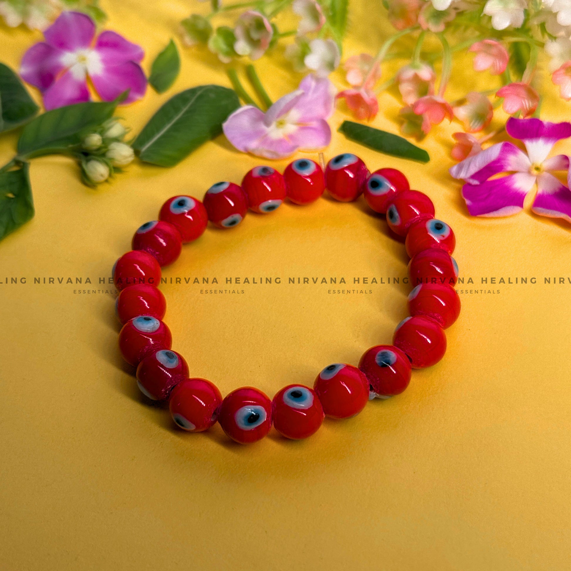 RED EVIL EYE ROUND BEADED BRACELET (Ward Off Negativity, Envy And Harmful Intentions) image 0