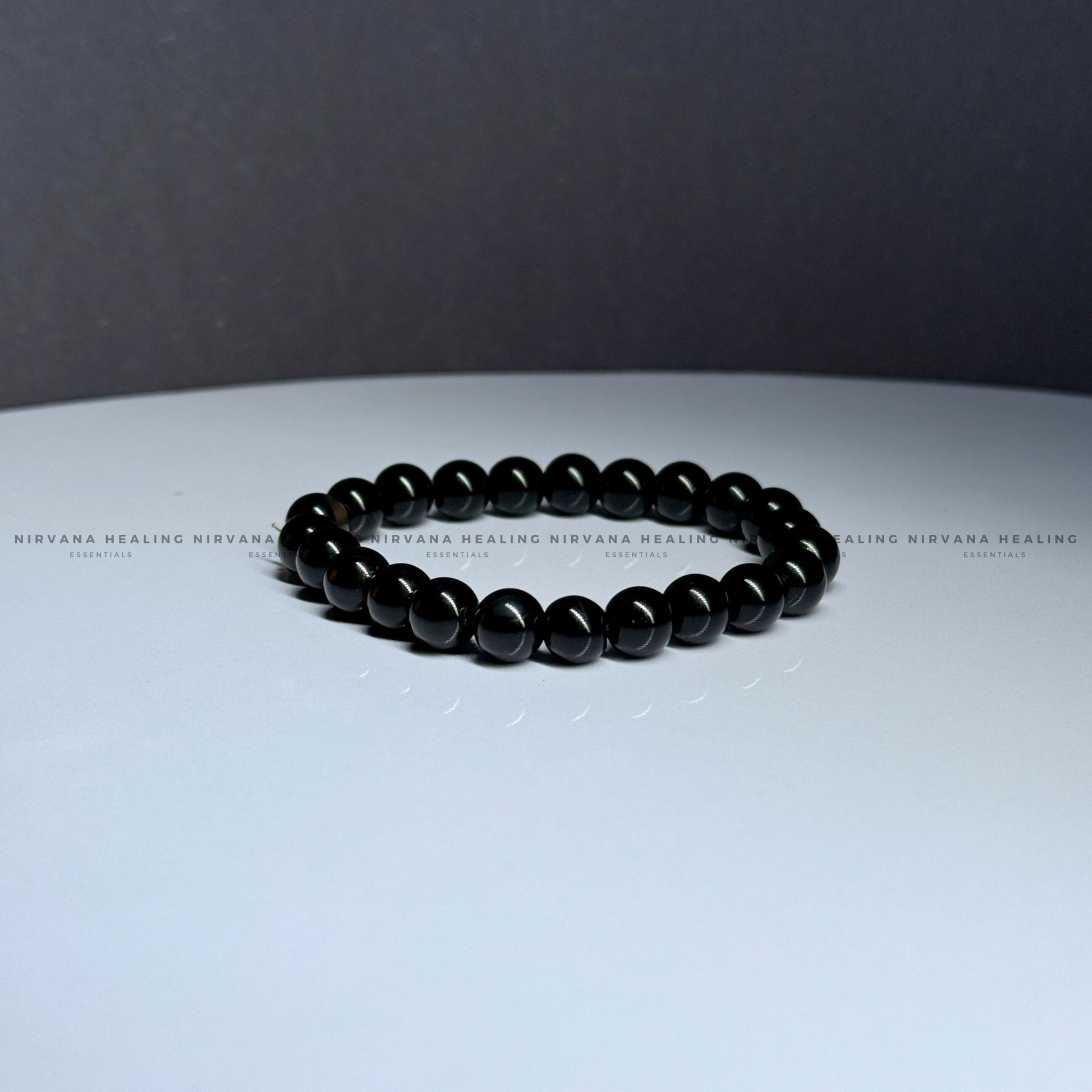 BLACK OBSIDIAN ROUND BEADED BRACELET (Protection ,Truth,Deep And Healing). image 3