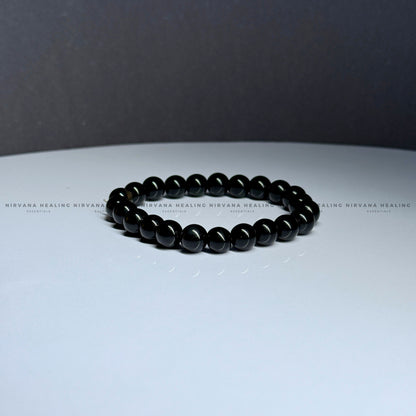 BLACK OBSIDIAN ROUND BEADED BRACELET (Protection ,Truth,Deep And Healing). image 3