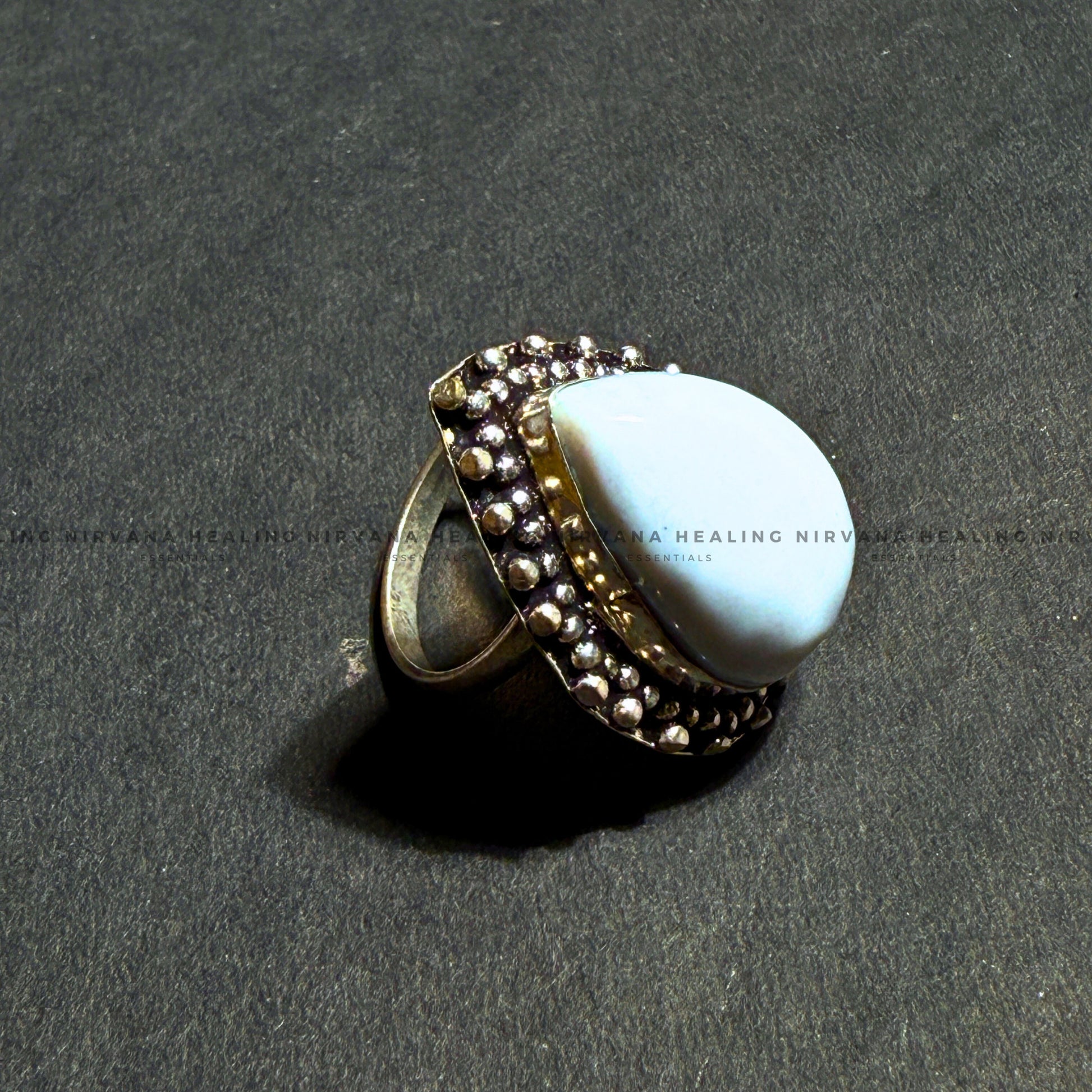 MOON JADE OVAL RING (Harmony, Emotional Balance And Divine Connection) image 1