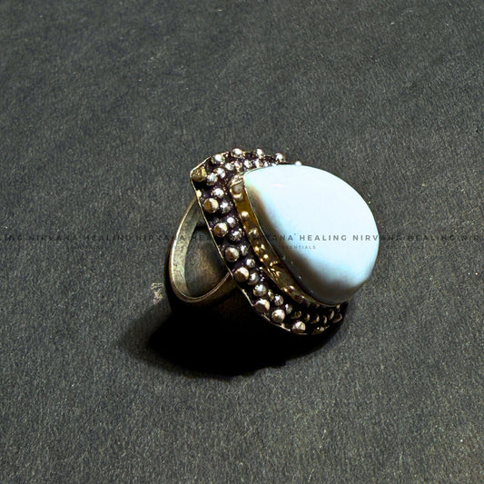MOON JADE OVAL RING (Harmony, Emotional Balance And Divine Connection) image 1