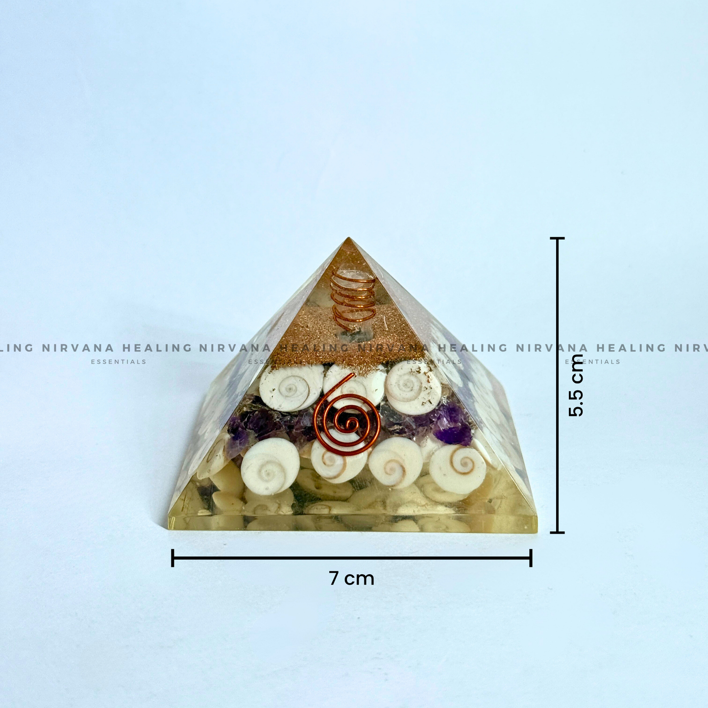 AMETHYST WITH GOMTI CHAKRA  PYRAMID (Meditation, Stress Reduction, Intuition and Manifestation) image 4