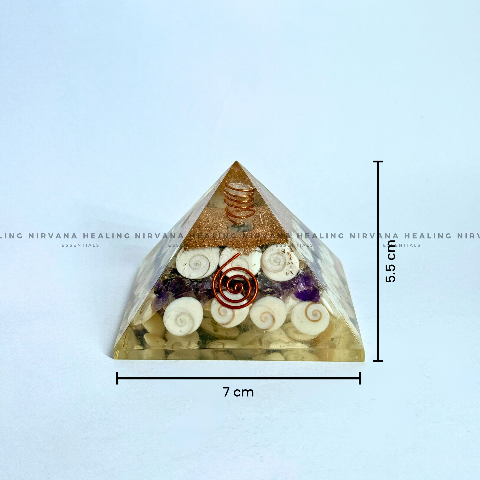 AMETHYST WITH GOMTI CHAKRA  PYRAMID (Meditation, Stress Reduction, Intuition and Manifestation) image 4
