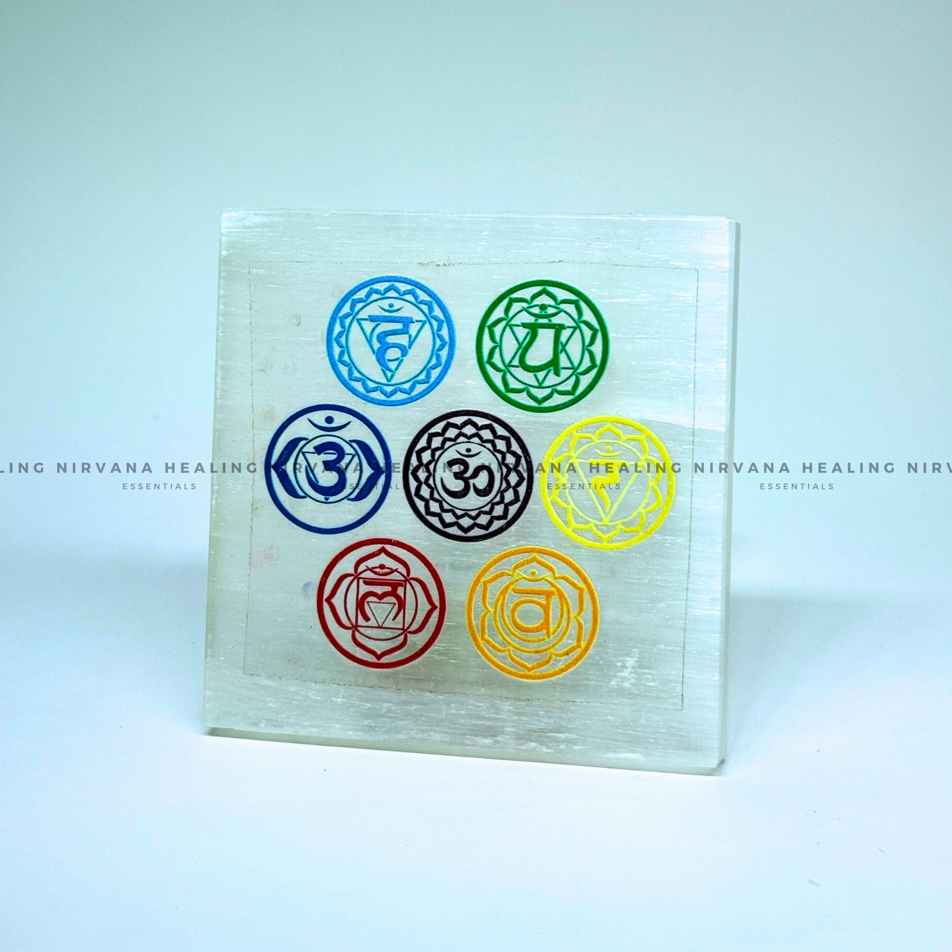 SELENITE 7 CHAKRAS COLOUR CHARGING PLATE (Aura Cleansing ,Charging, Cleansing And Purification). image 1