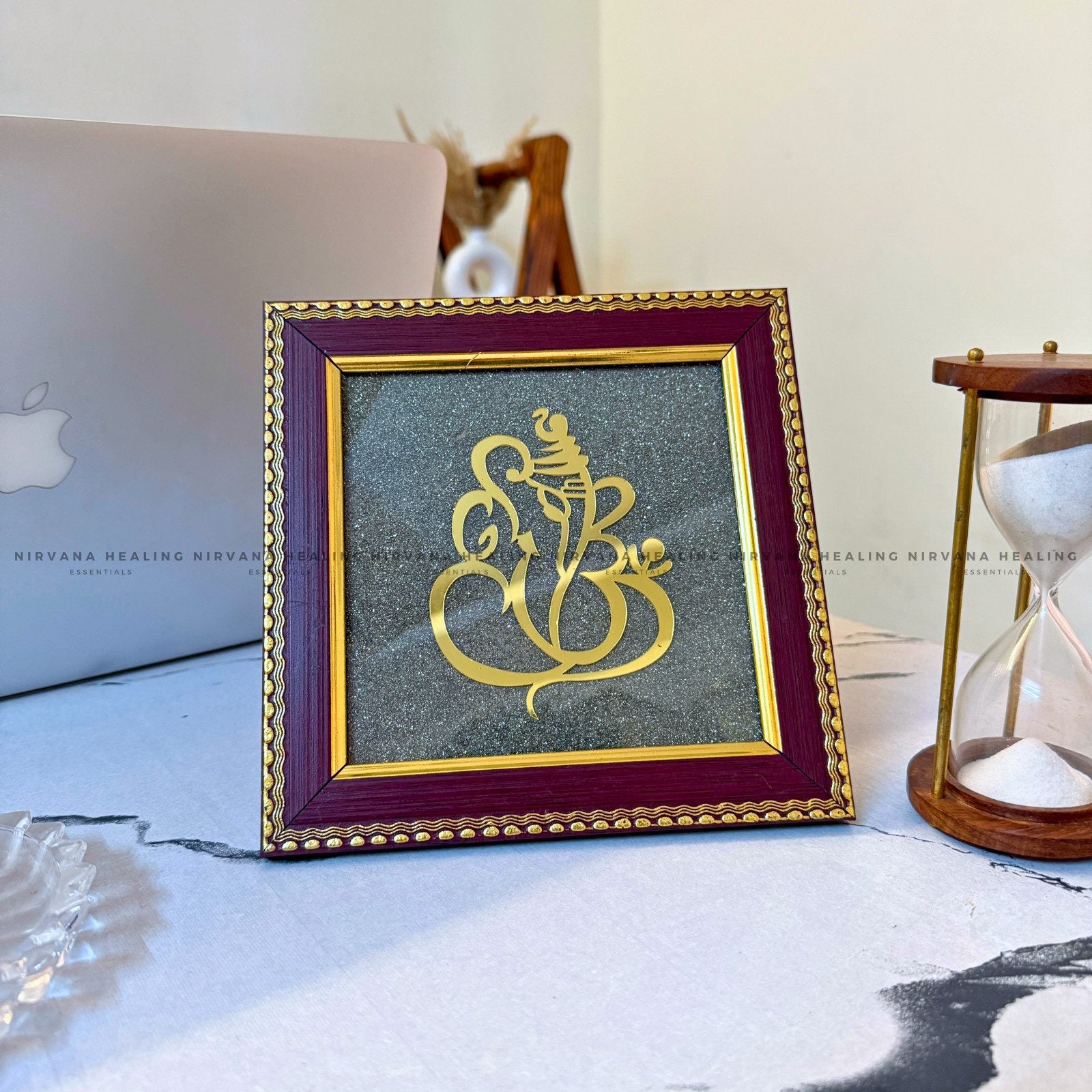GANESH JI ON RAW PYRITE FRAME (Blessings of Prosperity, Protection & New Beginnings) image 5