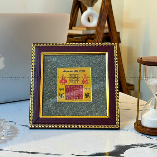 VYAPAR VRIDDHI YANTRA ON RAW PYRITE FRAME - (Business Growth & Profit) image 1