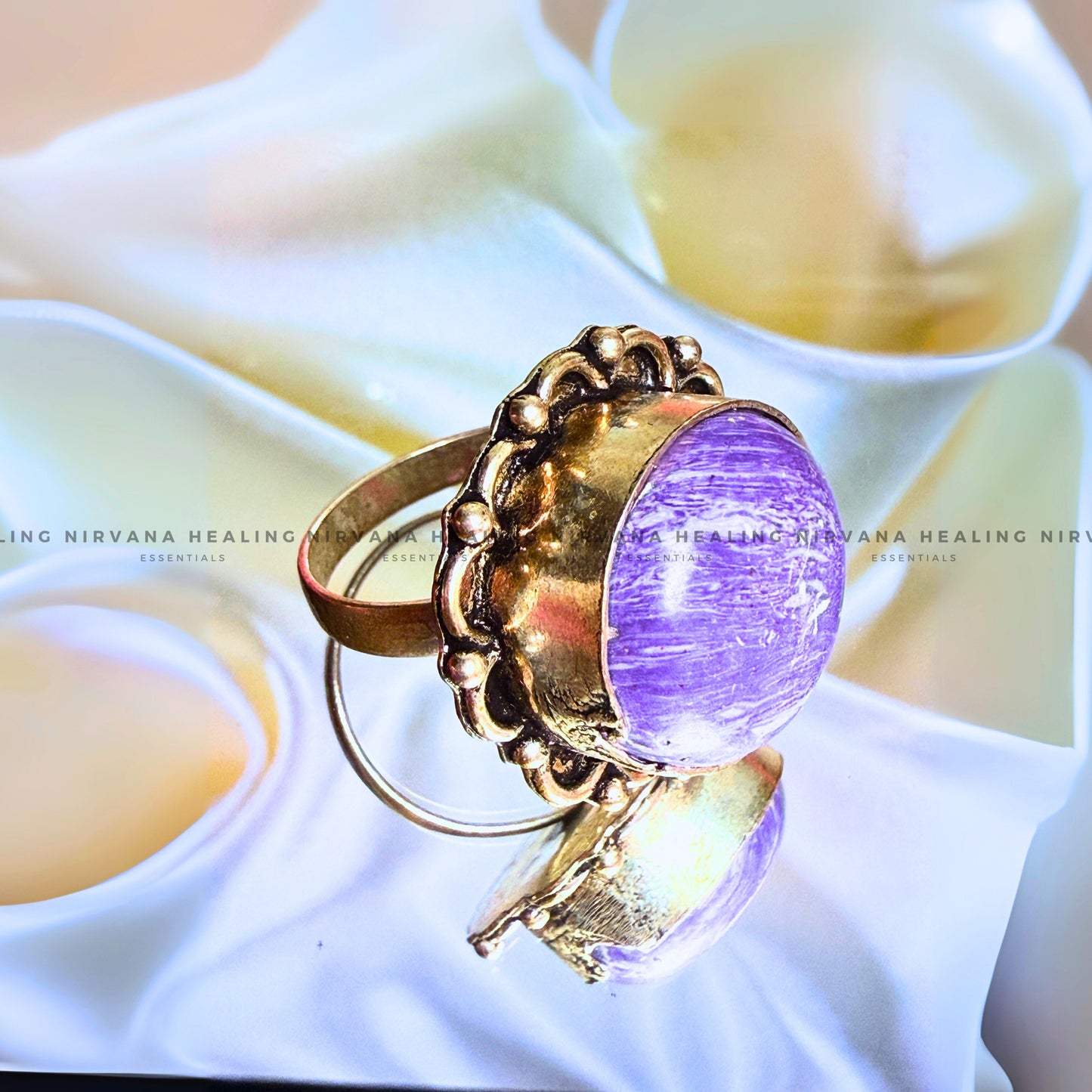 PURPLE JADE ROUND RING (Peace, Intuition And Spiritual Wisdom) image 0