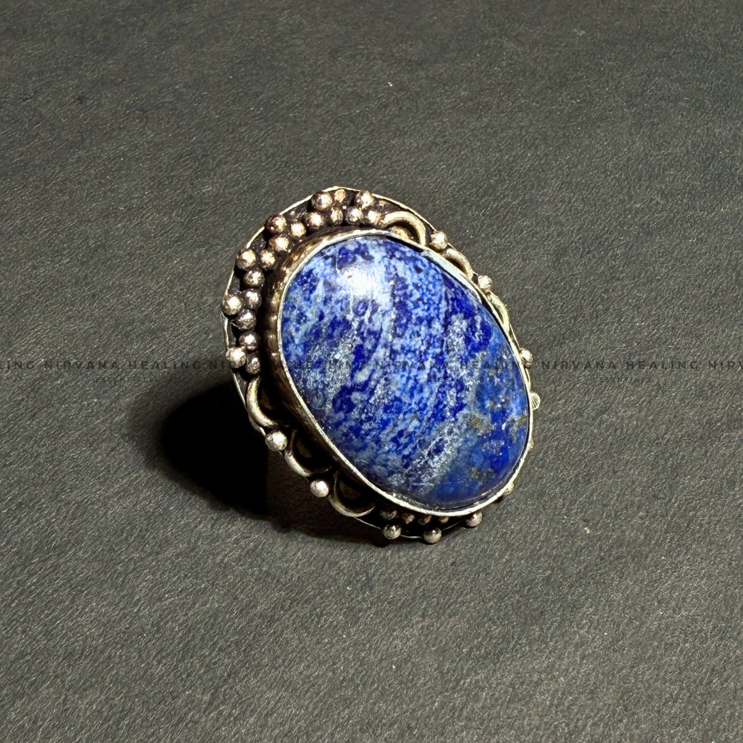 LAPIS JADE OVAL RING (Communication, Truth, Ease Of Expression And Wisdom) image 3