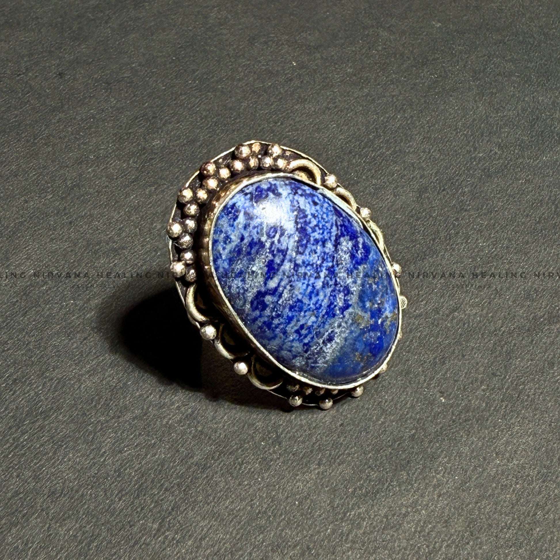 LAPIS JADE OVAL RING (Communication, Truth, Ease Of Expression And Wisdom) image 3