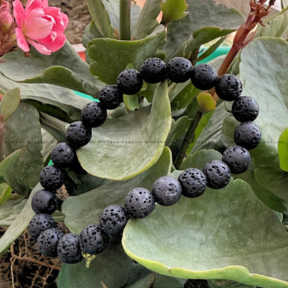 BLACK LAVA ROUND BEADED BRACELET (Grounding, Stabilizing, Rebirth And Courage) image 5