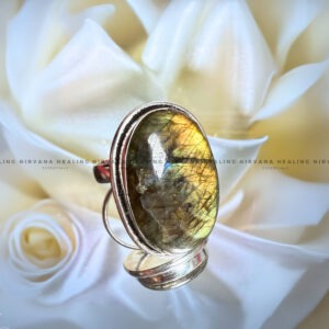 GREEN UNAKITE OVAL RING (Emotional Healing, Heart Awakening, Inner Peace) .