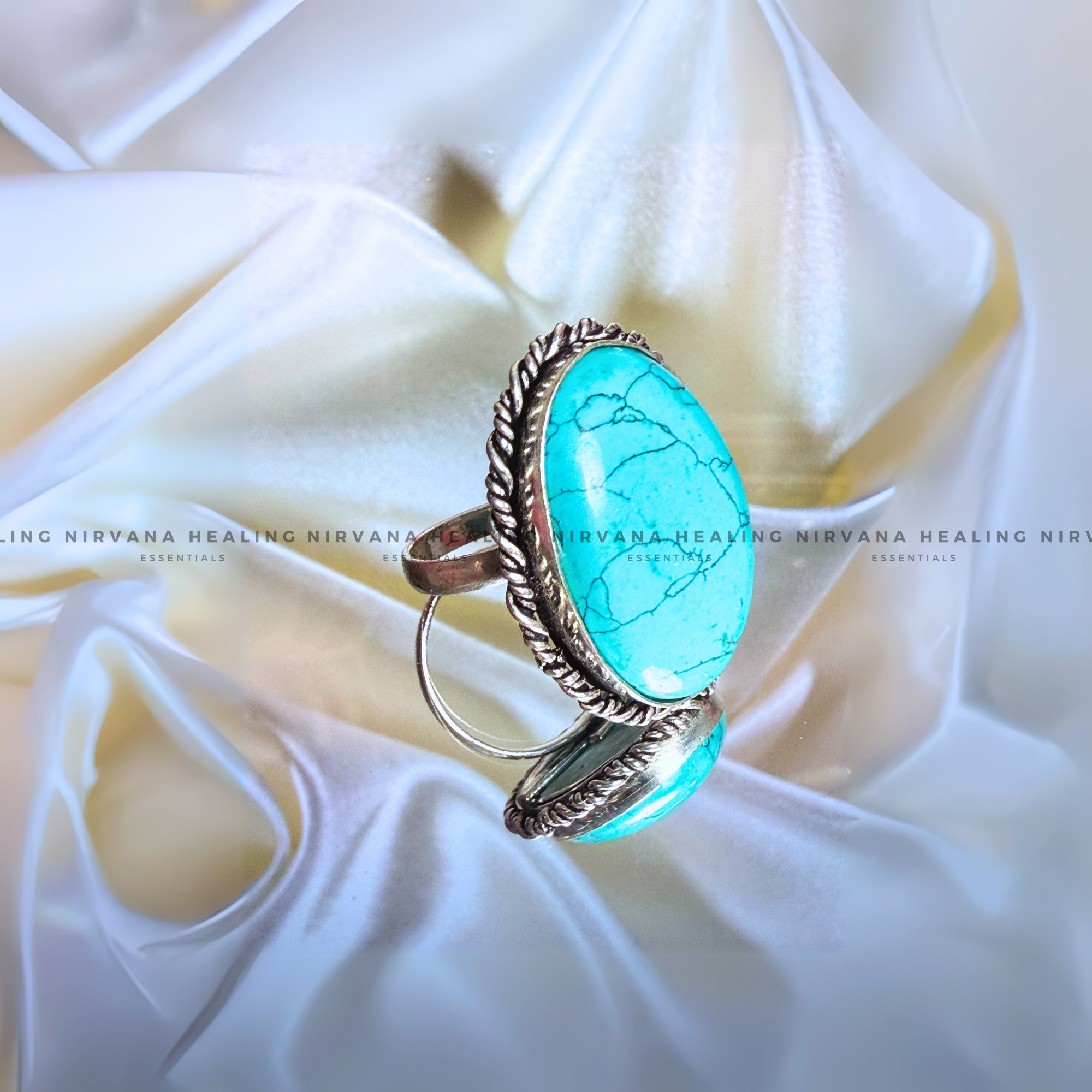 TURQUOISE OVAL RING (Divine Protection, Psycho Gifts, Healing, Wisdom, Truth) - Image 5