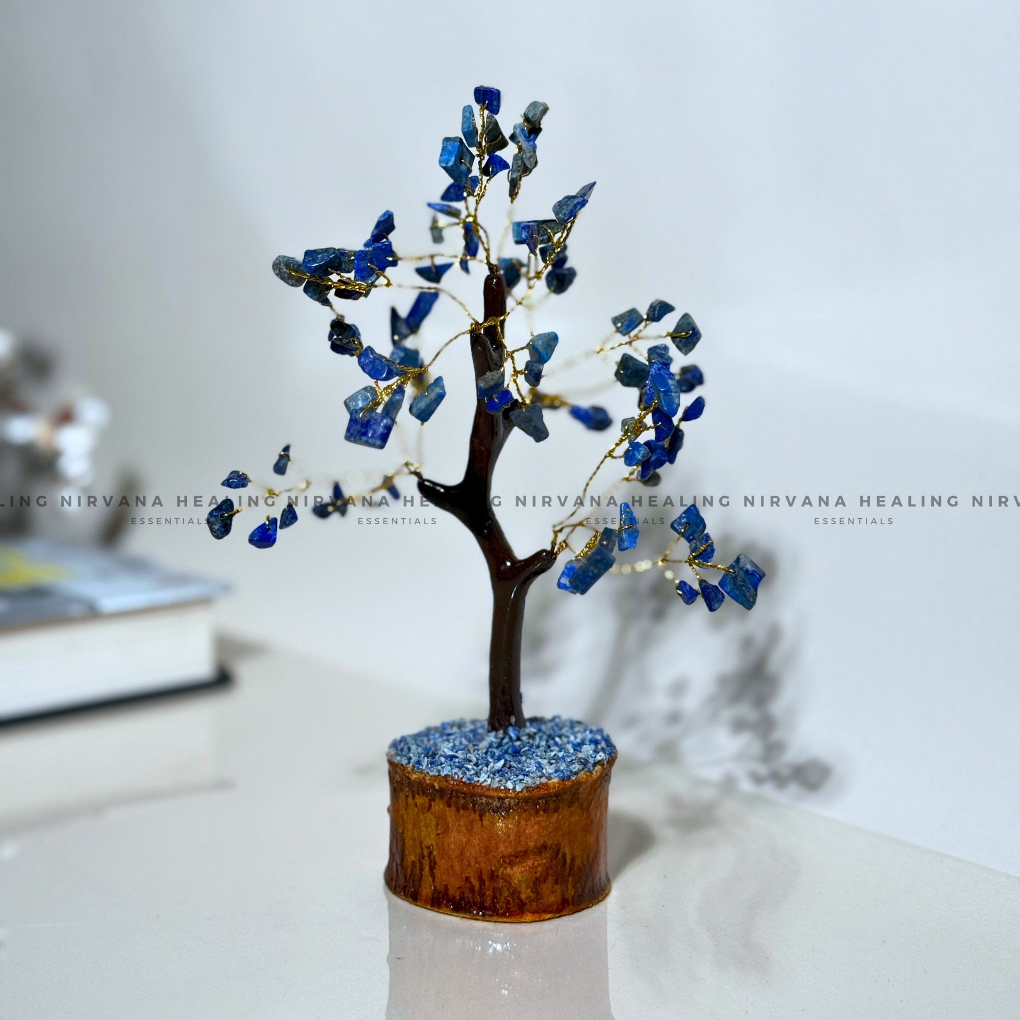 LAPIS LAZULI CRYSTAL TREE (SMALL) Approx 100 Beads (Communication, Truth, Ease Of Expression And Wisdom) - Image 4