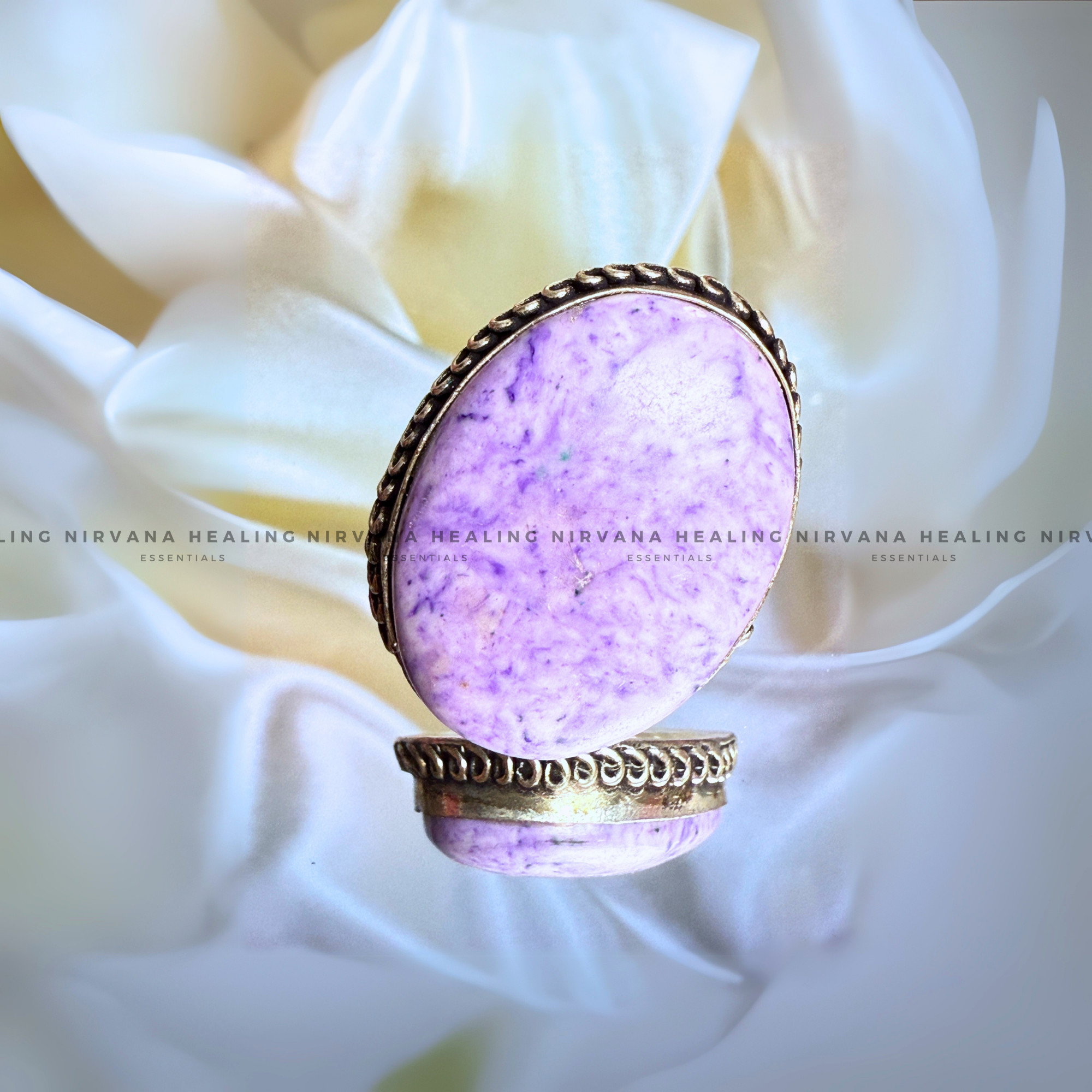 Purple Stone Oval Ring (Meditation, Stress Reduction, Intuition and Manifestation) - Image 3