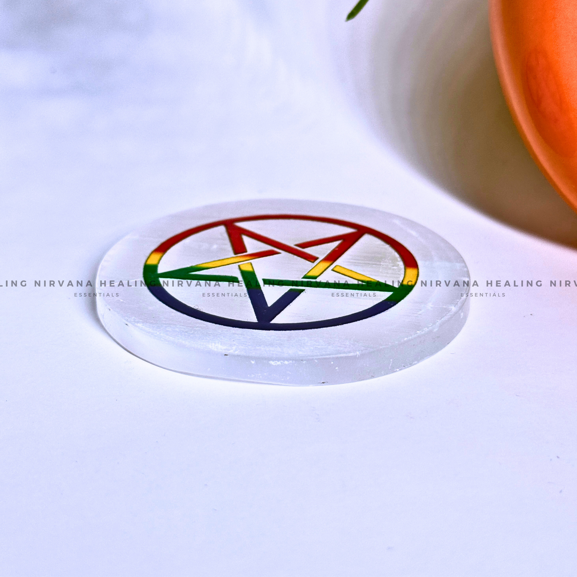 SELENITE STAR SYMBOL COLOUR CHARGING PLATE
(Aura Cleansing ,Charging, Cleansing And Purification). - Image 3