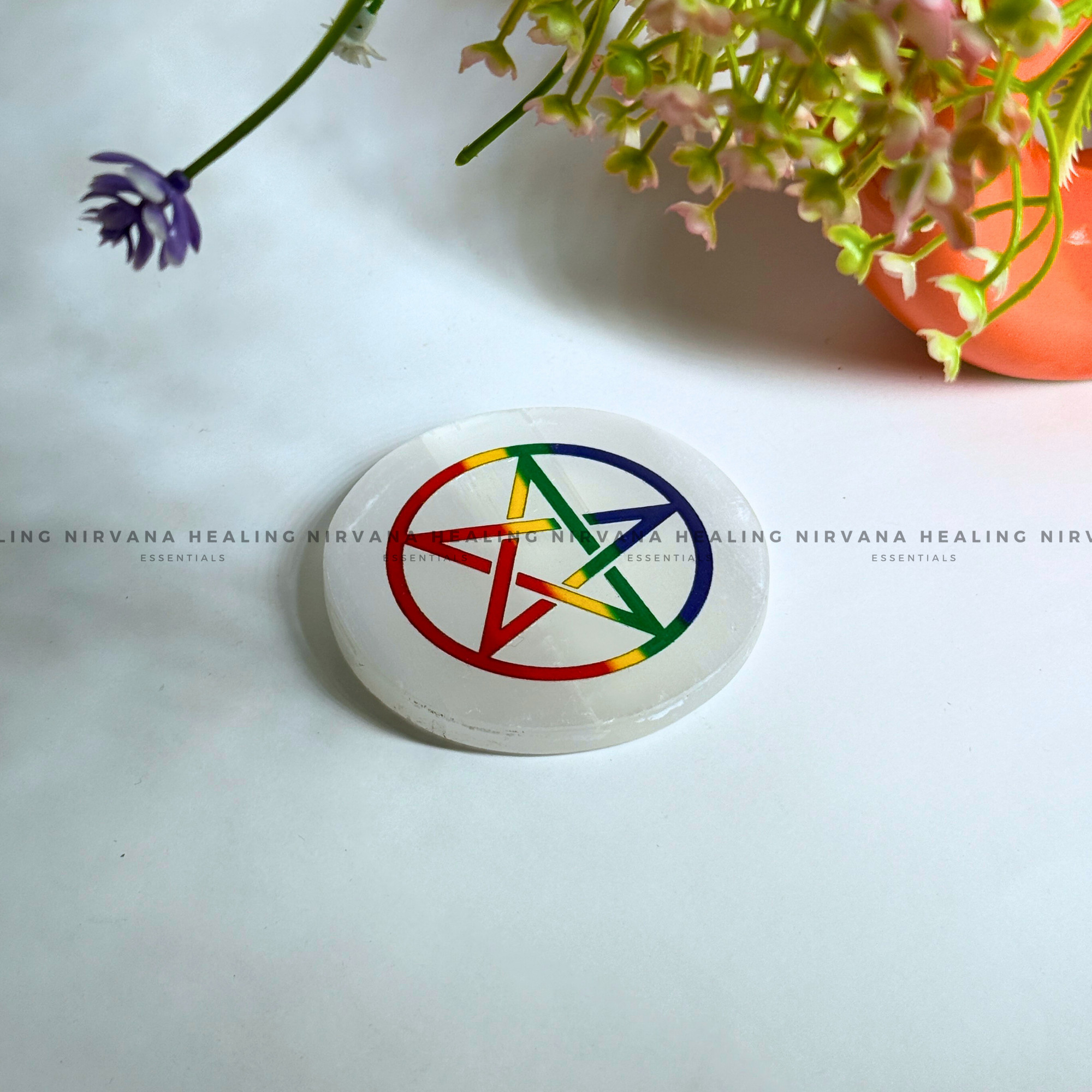 SELENITE STAR SYMBOL COLOUR CHARGING PLATE
(Aura Cleansing ,Charging, Cleansing And Purification). - Image 4